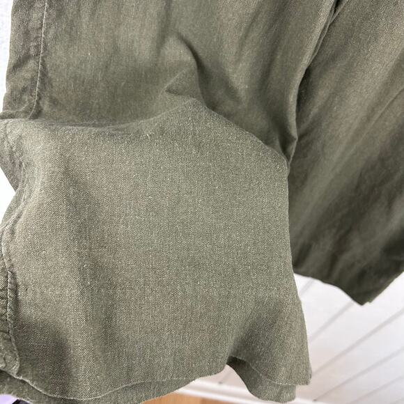 Banana Republic Women Wide Leg Crop Pants Linen Baggy Boho Army Green Medium - Picture 3 of 8